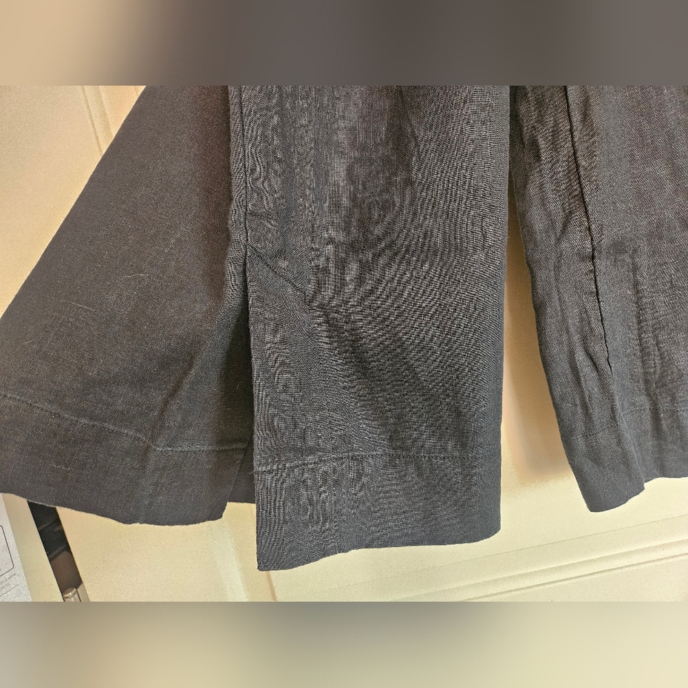 NWT Athleta Playa Linen Wide Crop 3/4 Black Women's Size O Petite - Picture 3 of 7